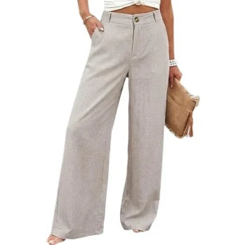 ⚡LAST 2 DAYS⚡- Women's Casual High Waist Linen Wide Leg Trousers