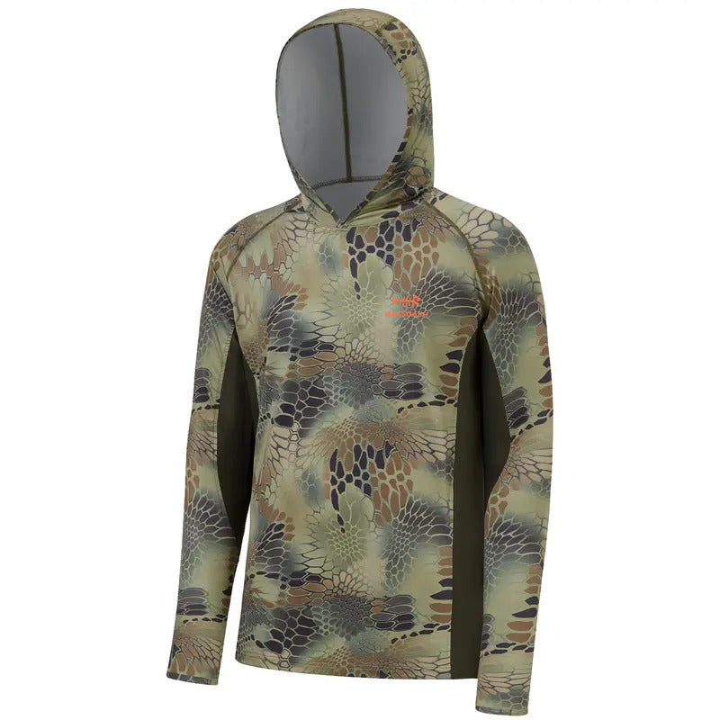 Men's UPF 50+ Long Sleeve Fishing Hoodie with UV Neck Gaiter