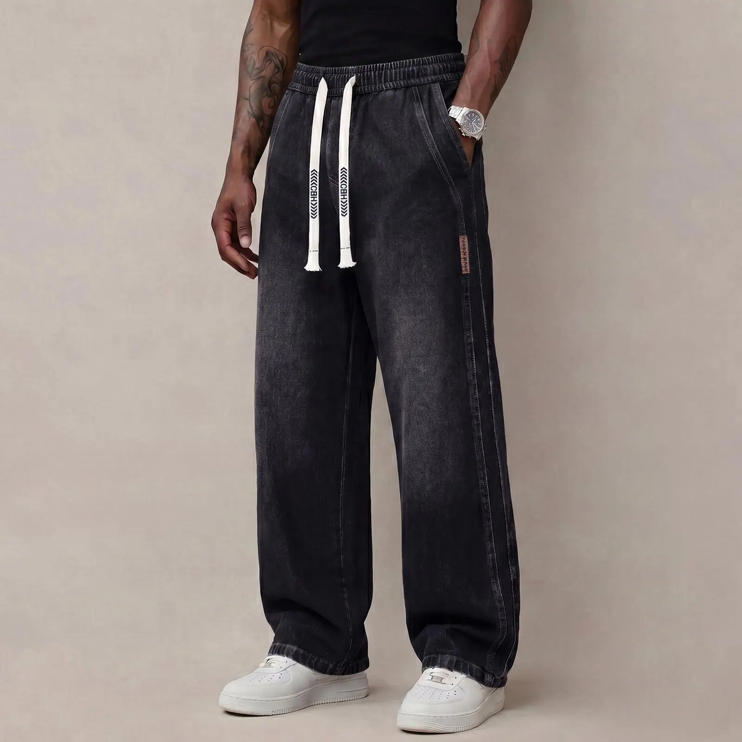 🔥 BEST SELLER | 6PCS $24.63 | Men's Stretch Cotton Loose-Fit Drawstring Jeans