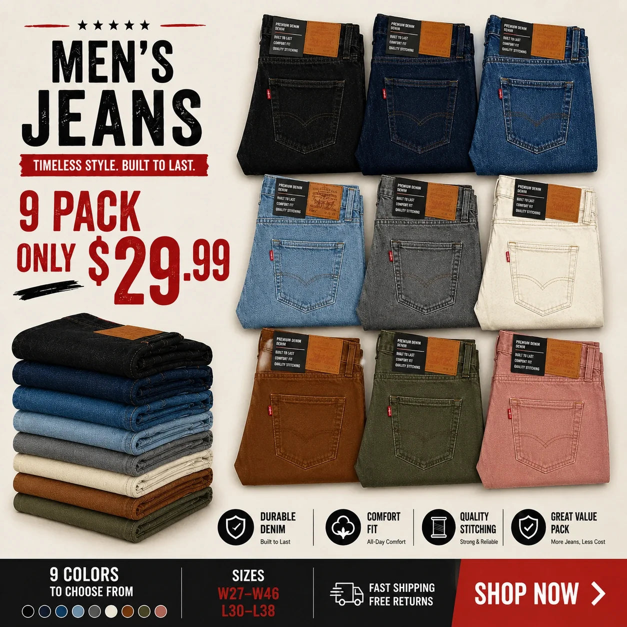 🔥 Clearance Sale — Limited Stock! 🔥ORIGINAL FIT JEANS