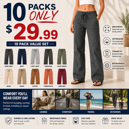 Women's High Stretch Mid Rise Straight Pants
