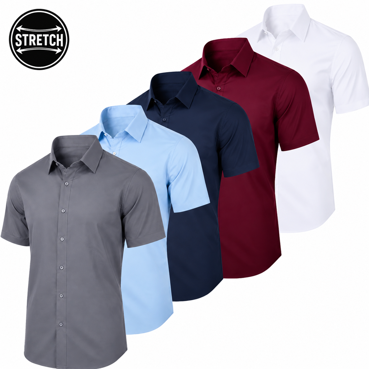 Men's Short Sleeve Stretch Dress Shirt