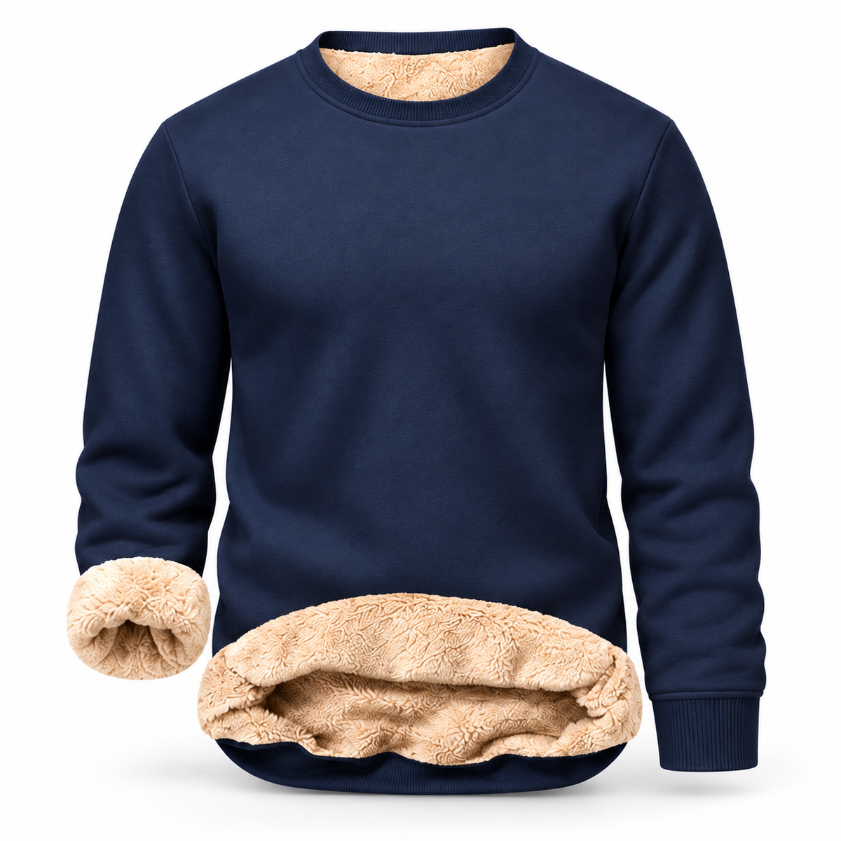 🔥 BEST SELLER | 8PCS $24.99 |Men's Fitted Crewneck Fleece Lined Sweatshirt, Wind Resistant Polyester Athletic Pullover, Casual Fashion Active Tops