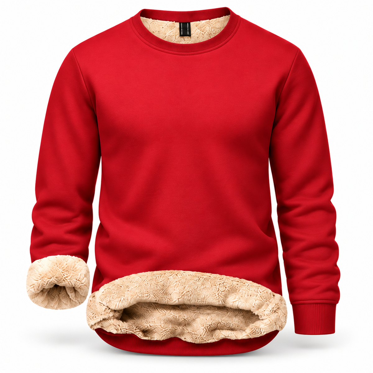 🔥 BEST SELLER | 8PCS $24.99 |Men's Fitted Crewneck Fleece Lined Sweatshirt, Wind Resistant Polyester Athletic Pullover, Casual Fashion Active Tops