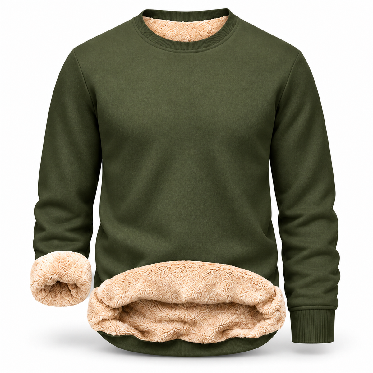 🔥 BEST SELLER | 8PCS $24.99 |Men's Fitted Crewneck Fleece Lined Sweatshirt, Wind Resistant Polyester Athletic Pullover, Casual Fashion Active Tops