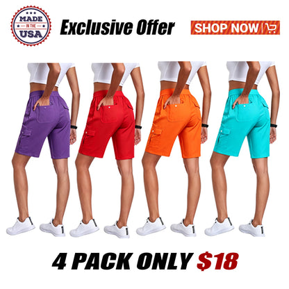 🔥90%off only today🔥[Available in 16 colors]Women's lightweight quick drying outdoor shorts with multifunctional pockets and elastic waistband, suitable for hiking and camping