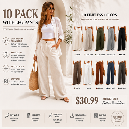 ⚡LAST 2 DAYS⚡- Women's Casual High Waist Linen Wide Leg Trousers